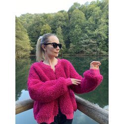 Fuşya Peluş Kaban Hırka