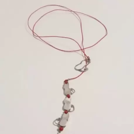 Mercan Taşlı Kedi Kolye K0204