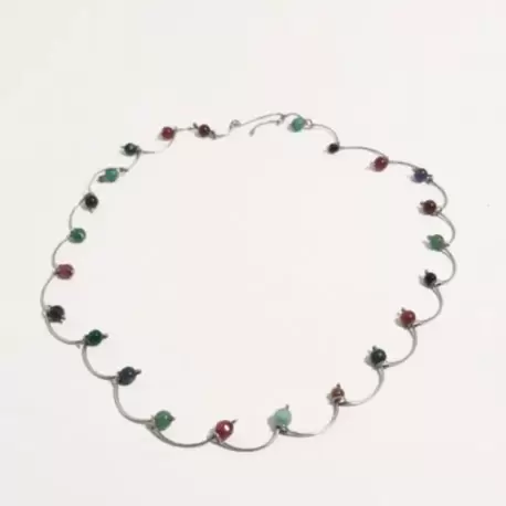 Karışık Taşlı Dalgalı Kolye K0193