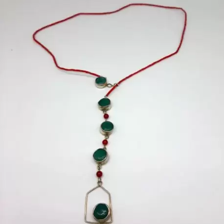 Avanturin Mercan Taşlı Ev Kolye K0962