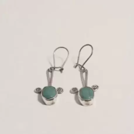 Turkuaz Taşlı Otantik Küpe K0271