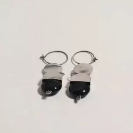 Oniks Taşlı Yuvarlak Küpe K0277
