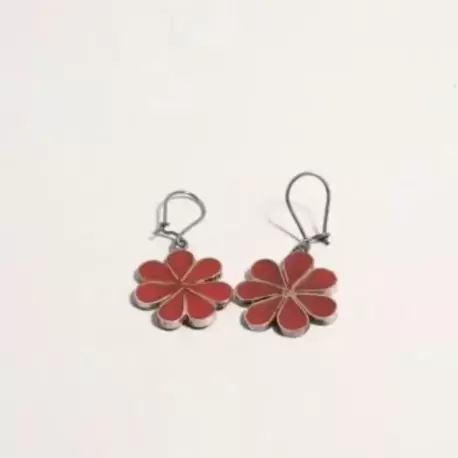 Kırmızı Çiçek Küpe K0305