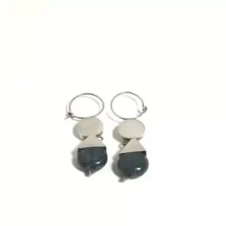 Lapis Lazuli Taşlı Yuvarlak Üçgen Küpe K0101