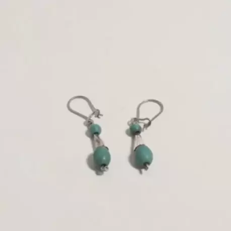 Turkuaz Taşlı Huni Küpe K0242