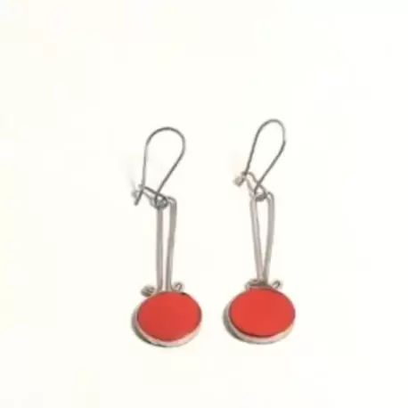 Kırmızı Sallantılı Yuvarlak Küpe K0309