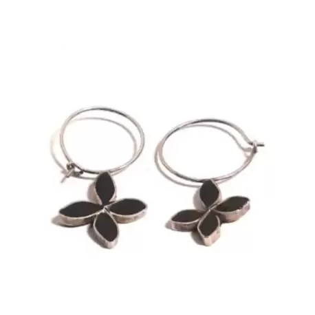 Siyah Çiçek Küpe K0395