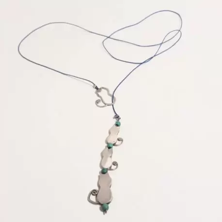 Turkuaz Taşlı Kedi Kolye K0183