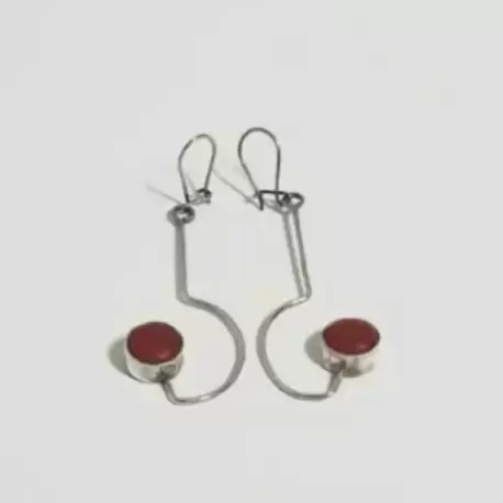  Mercan Taşlı Sallantılı Yuvarlak Küpe Küpe K0130