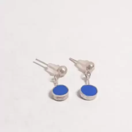 Saks Mavi Yuvarlak Küpe K0373