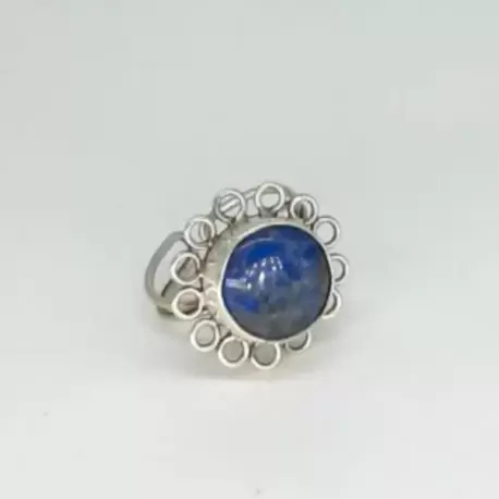 Lapis Lazuli Taşlı Çiçek Yüzük Küçük K0669