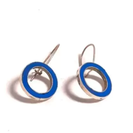 Saks Mavi İçiboş Yuvarlak Küpe K0393