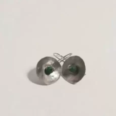 Yeşim Taşlı Çanak Küpe K0252