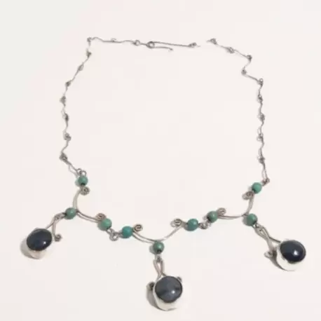 Lapis Lazuli Turkuaz Taşlı Yuvarlak Kolye K0187