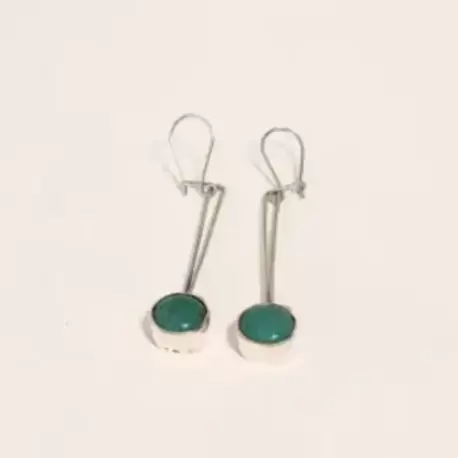 Turkuaz Taşlı Sallantılı Yuvarlak Küpe K0135