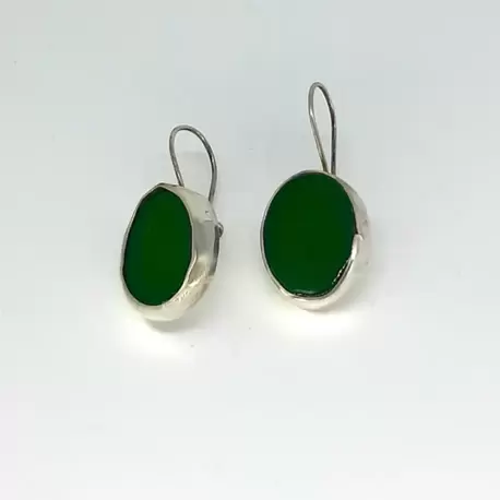 Akik Taşlı Oval Küpe K0983