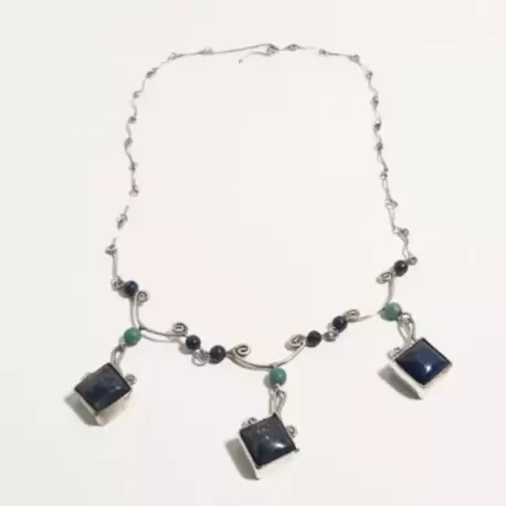 Lapis Lazuli Turkuaz Taşlı Kare Kolye K0194