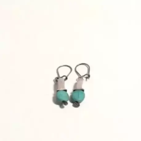 Turkuaz Taşlı Şapka Küpe K0307
