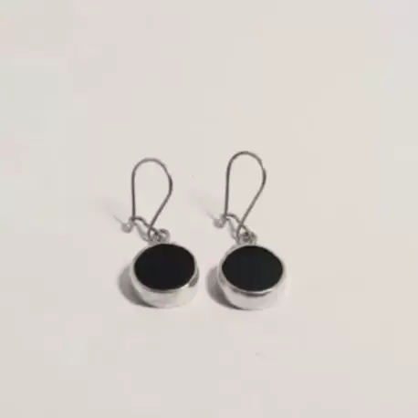 Oniks Taşlı Yuvarlak Küpe K0237