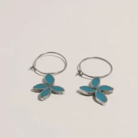Turkuaz Çiçek Küpe K0272