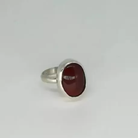 Akik Taşlı Küçük Oval Yüzük K0639