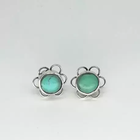 Turkuaz Çiçek Pimli Küpe K0922