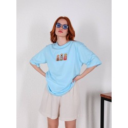 3 Girls Holiday Nakışlı Bisiklet Yaka Tişört
