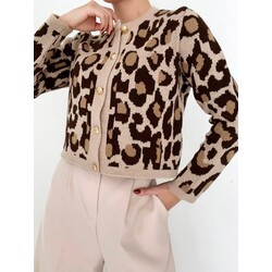 Leopar Desenli Kısa Hırka 