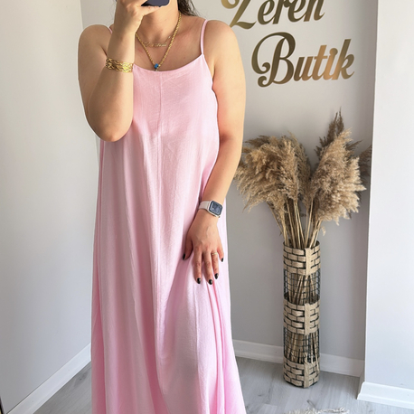 İp Askılı Tencel Elbise 