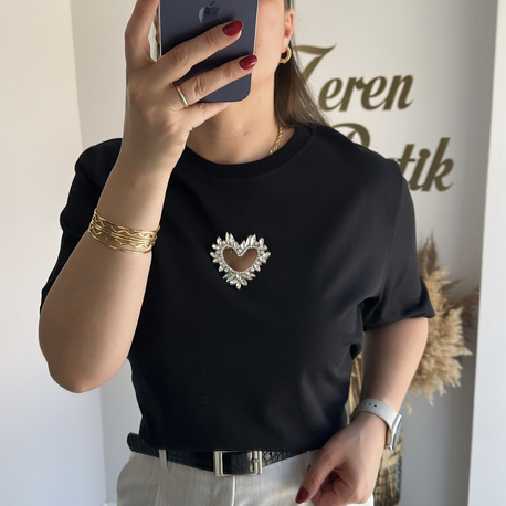 M@ssimo Önü Taşlı Tshirt