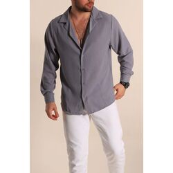 Füme Relaxed Fit Uzun Kollu Erkek Keten Gömlek