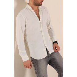 Regular Fit Fitilli Dokulu Erkek Gömlek