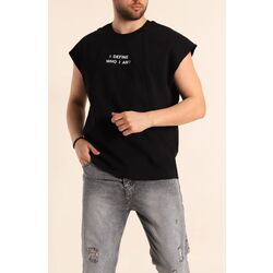 Oversize Suprem Yazı Detay Kolsuz Tişört