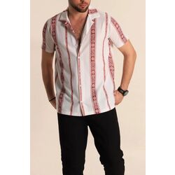 Slim Fit Desenli Apaş Yaka Gömlek