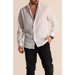 Relaxed Fit Keten Erkek Gömlek