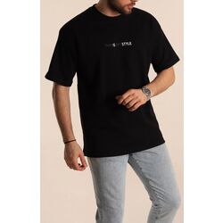 Oversize İki İp Sırt Yazı Detaylı Tişört