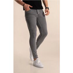 Gri Slim Fit Likralı Taşlama Detay Kot Pantolon 