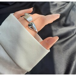 unisex gümüş kombin yüzük 