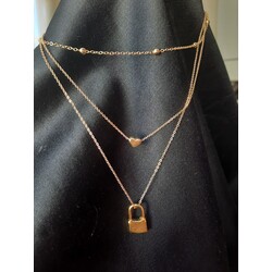 gold kilit kalp kolye 