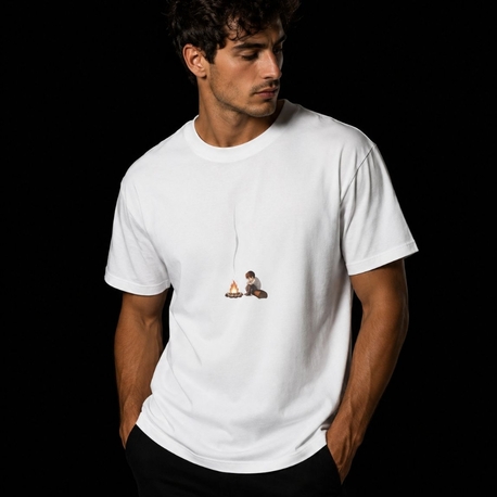 Ateş Başında Baskılı T-shirt 
