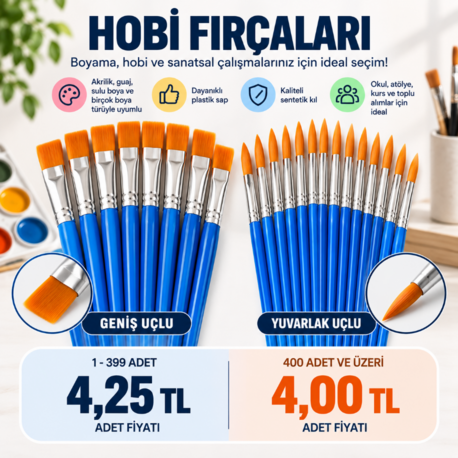 Promosyon Hobi Fırçası (1 Paket İçerisinde 25 Adet Fırça Bulunmaktadır)