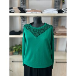 Yeşil yaka dataylı sweat