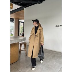 Stradi Model Camel Astarlı Uzun Trençkot 