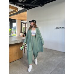 Mint Yeşili Gofre Kimono Takım