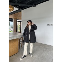 Stradi Model Siyah Astarlı Trençkot