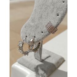 İri Beyaz Zirkon Taşlı Silver Üçlü Küpe Seti