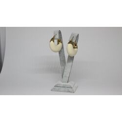 Gold Detaylı Bej Tombul Halka Küpe