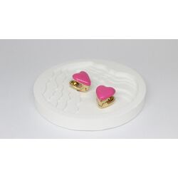 Gold Detaylı Pembe Minik Kalp Küpe
