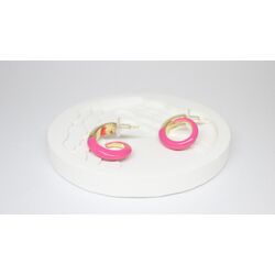 Gold Detaylı Pembe Helezon Küpe