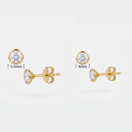 925 Gümüş Üzerine 14 Ayar Altın Kaplama 2 Çift Küpe Seti 4mm & 5.5mm Avantajlı Paket